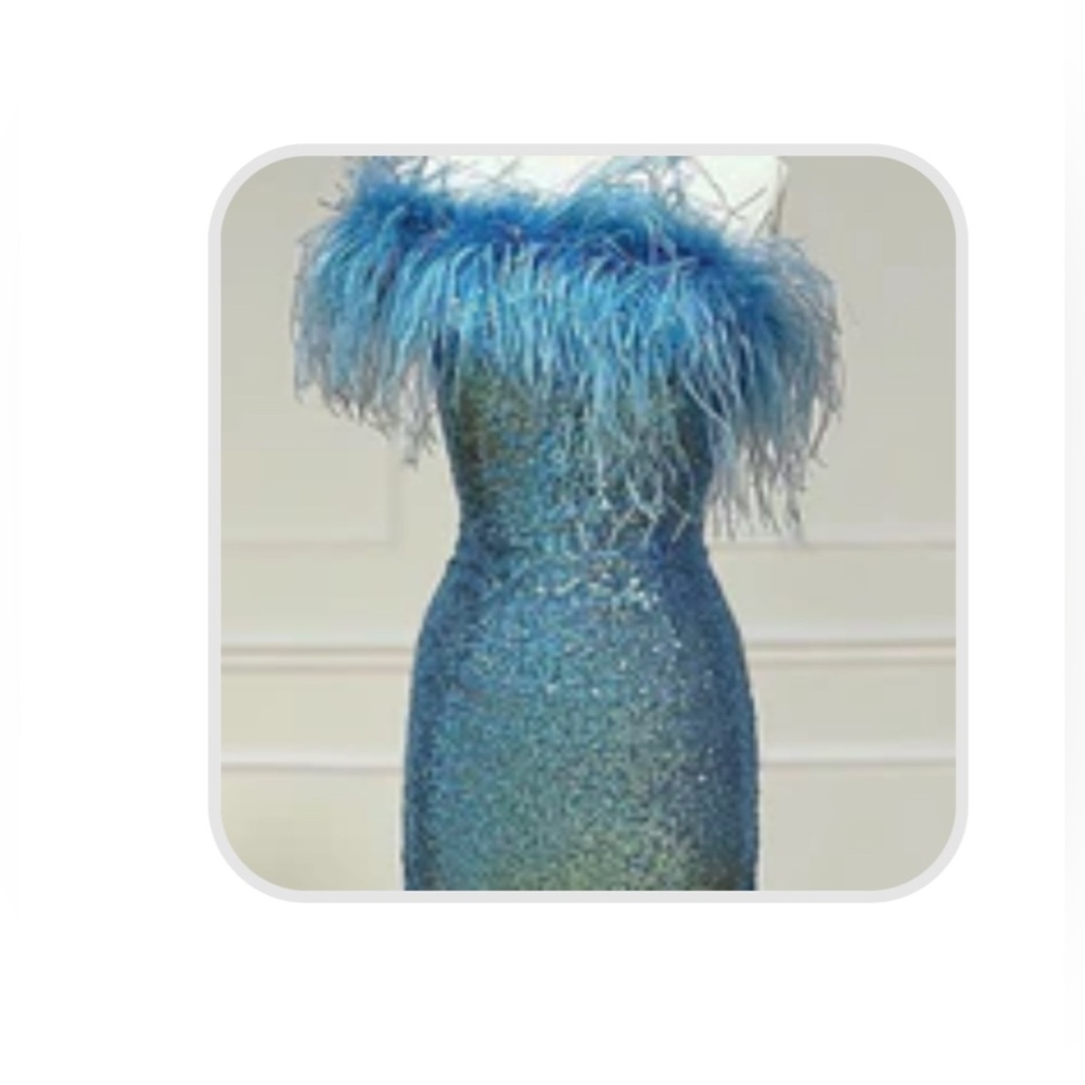 HOCO Feathered Off-Shoulder Dress